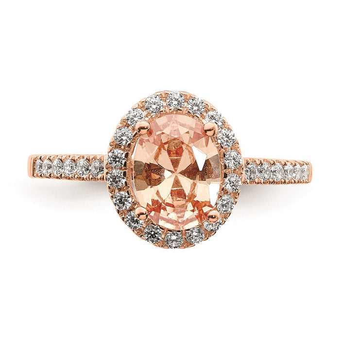 Exclusive 14K Rose Gold Halo Engagement Ring with 8x6 Oval Morganite & Diamonds-4