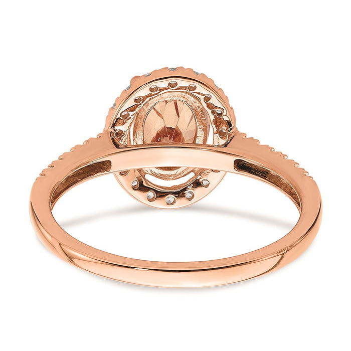 Exclusive 14K Rose Gold Halo Engagement Ring with 8x6 Oval Morganite & Diamonds-5