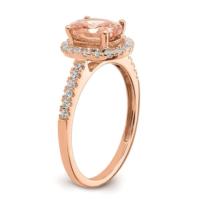 Exclusive 14K Rose Gold Halo Engagement Ring with 8x6 Oval Morganite & Diamonds-6