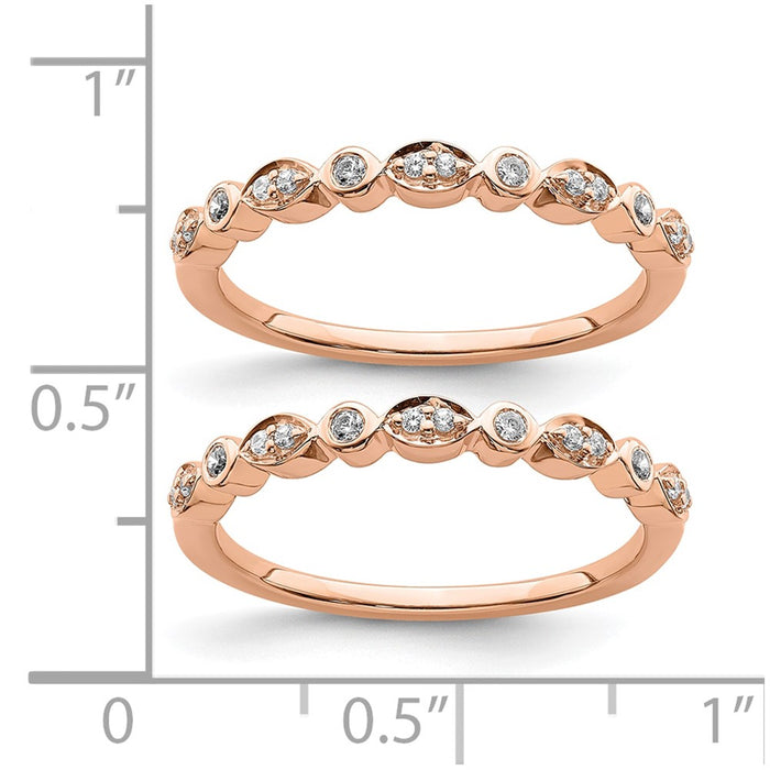 Buy Stylish 14K Rose Gold Diamond Wedding Band Set - 1/5 Carat, 2 Rings-8