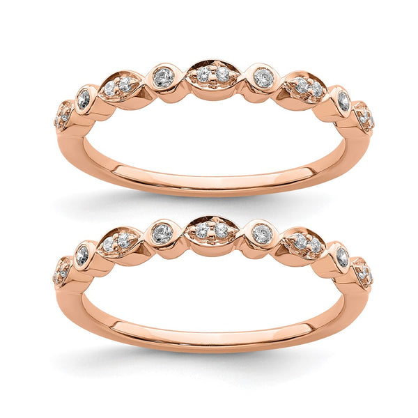14K Rose Gold Diamond Wedding Band Set - 1/5 Carat, 2 Rings