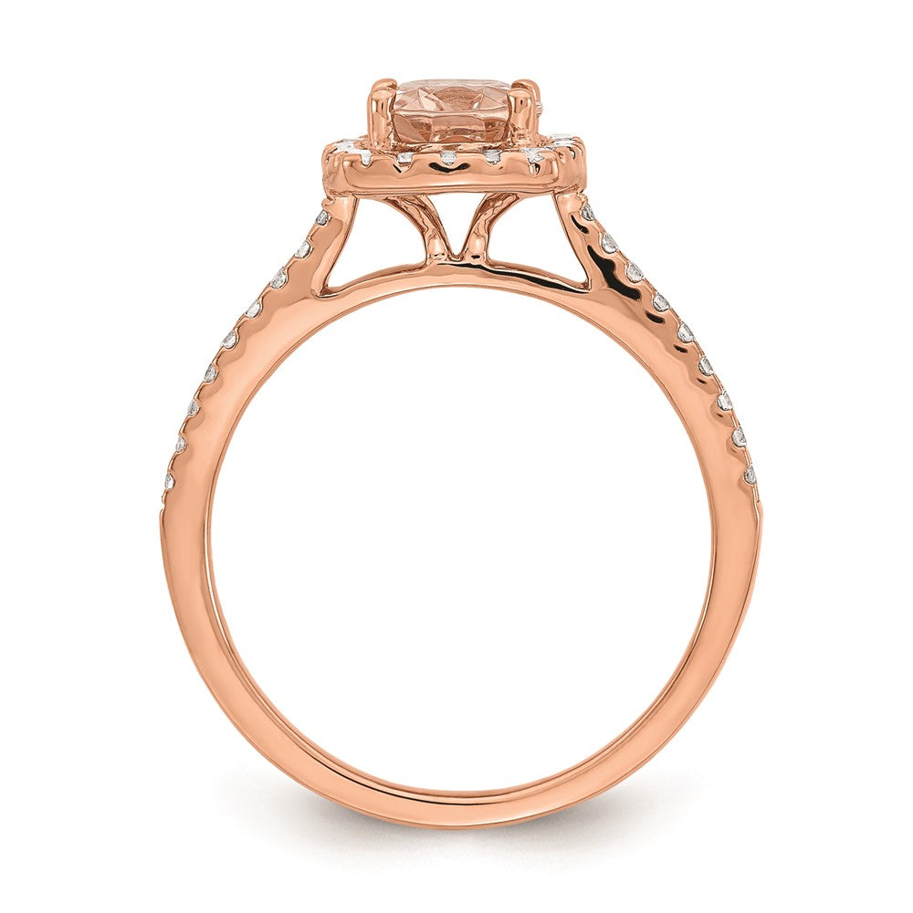 Buy Exclusive 14K Rose Gold Halo Engagement Ring | 8x6mm Morganite, 1/3ct Diamonds