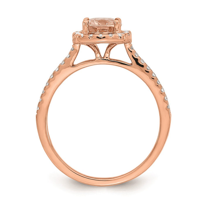 Buy Exclusive 14K Rose Gold Halo Engagement Ring | 8x6mm Morganite, 1/3ct Diamonds-2