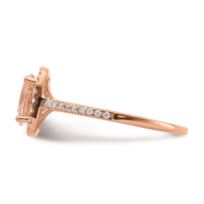 Buy Exclusive 14K Rose Gold Halo Engagement Ring | 8x6mm Morganite, 1/3ct Diamonds-3