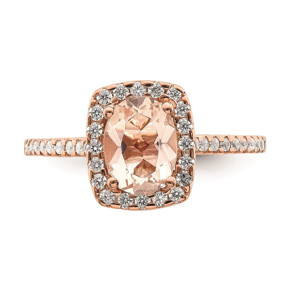 Buy Exclusive 14K Rose Gold Halo Engagement Ring | 8x6mm Morganite, 1/3ct Diamonds
