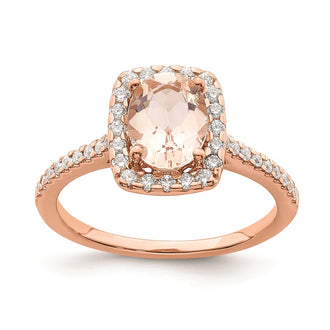 Buy Exclusive 14K Rose Gold Halo Engagement Ring | 8x6mm Morganite, 1/3ct Diamonds