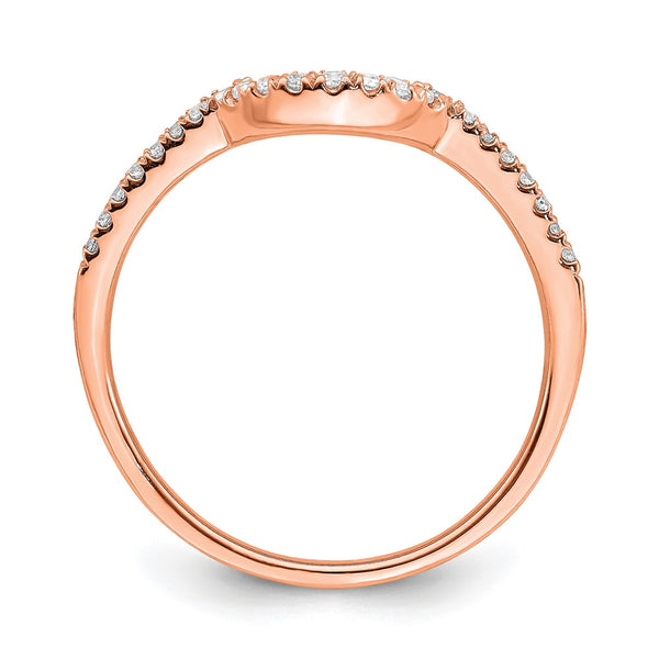 14K Rose Gold Wedding Band Set with 1/8 Carat Diamond