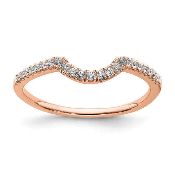 14K Rose Gold Wedding Band Set with 1/8 Carat Diamond
