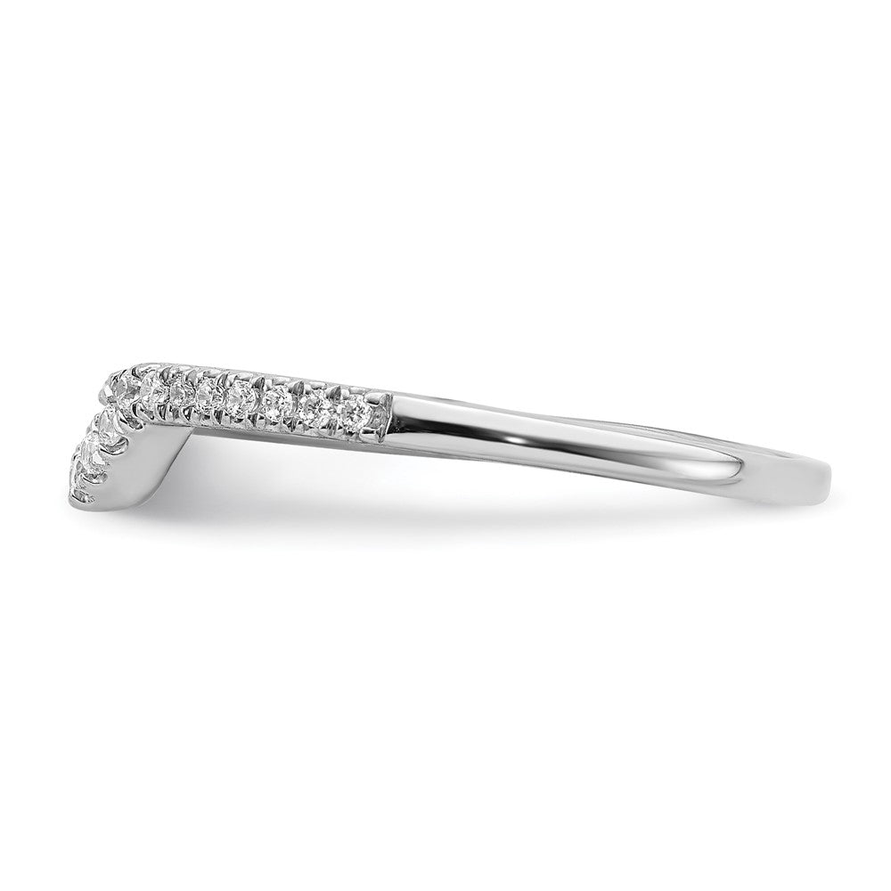 Designer 14K White Gold Contoured Wedding Band with 1/8 Carat Diamonds - Stylish Value