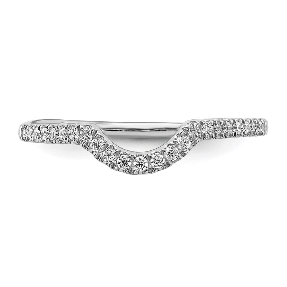Designer 14K White Gold Contoured Wedding Band with 1/8 Carat Diamonds - Stylish Value