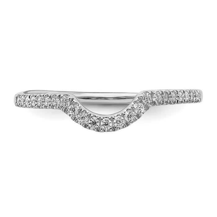 Designer 14K White Gold Contoured Wedding Band with 1/8 Carat Diamonds - Stylish Value-4