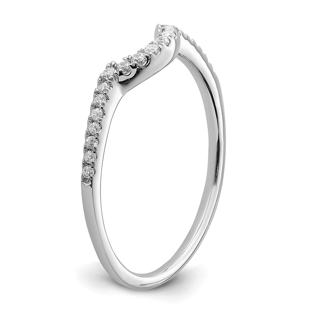 Designer 14K White Gold Contoured Wedding Band with 1/8 Carat Diamonds - Stylish Value