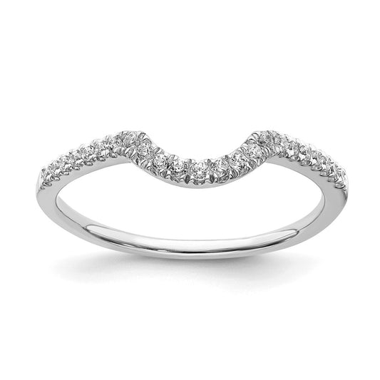Designer 14K White Gold Contoured Wedding Band with 1/8 Carat Diamonds - Stylish Value