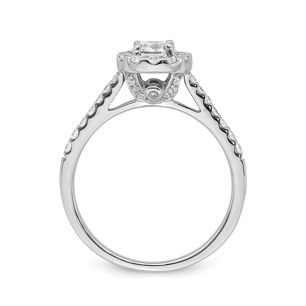 Buy Exclusive 14K White Gold Halo Engagement Ring - 1/2 Carat Center, Stylish Accents