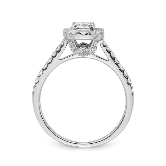 Buy Exclusive 14K White Gold Halo Engagement Ring - 1/2 Carat Center, Stylish Accents