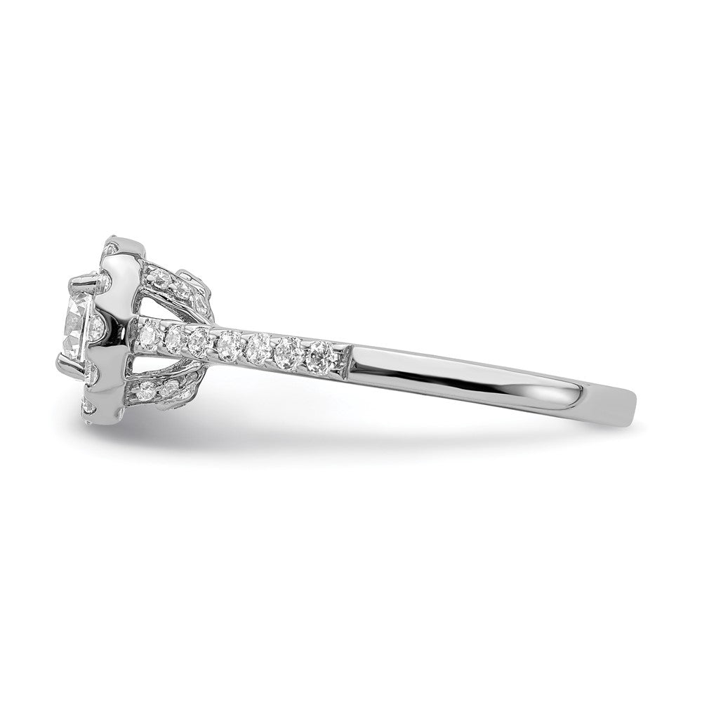 Buy Exclusive 14K White Gold Halo Engagement Ring - 1/2 Carat Center, Stylish Accents