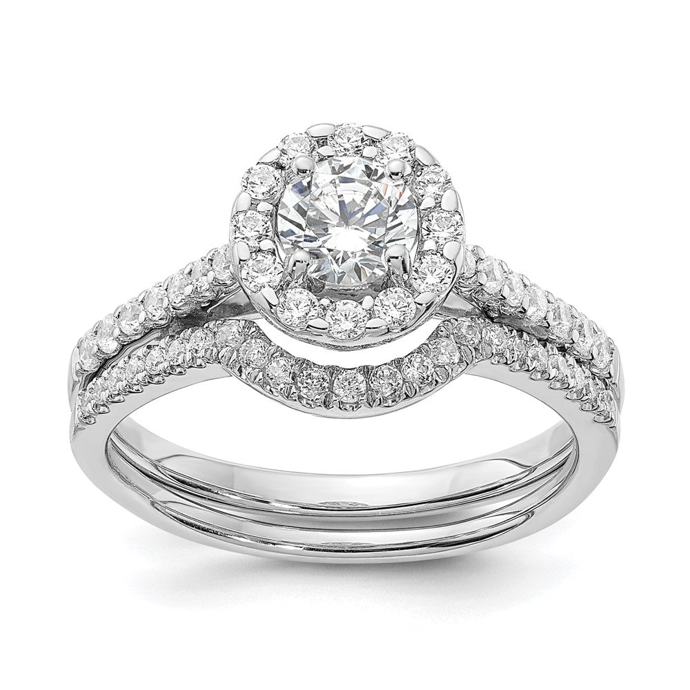 Buy Exclusive 14K White Gold Halo Engagement Ring - 1/2 Carat Center, Stylish Accents