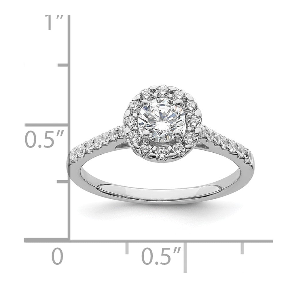 Buy Exclusive 14K White Gold Halo Engagement Ring - 1/2 Carat Center, Stylish Accents