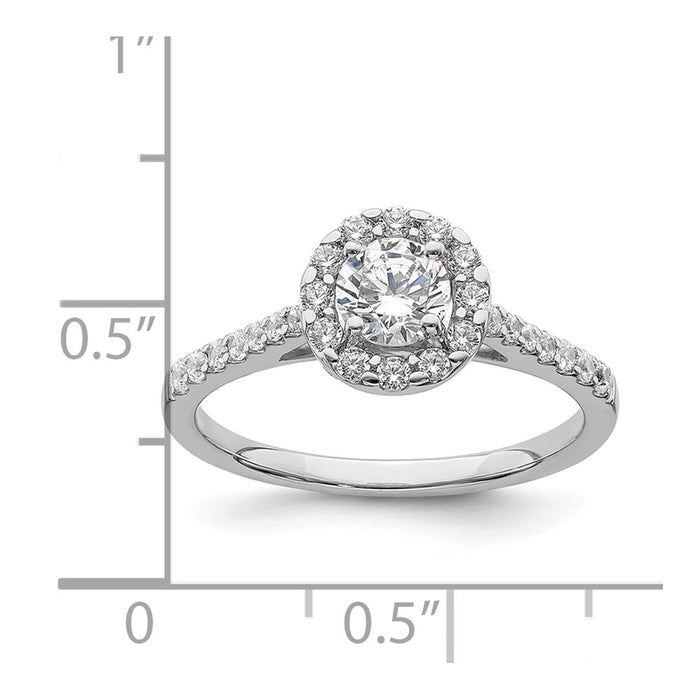 Buy Exclusive 14K White Gold Halo Engagement Ring - 1/2 Carat Center, Stylish Accents-8