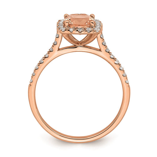 High-Quality Blooming Bridal 14K Rose Gold Halo Ring | 6mm Morganite, Stylish Value