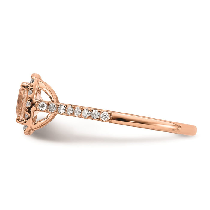 High-Quality Blooming Bridal 14K Rose Gold Halo Ring | 6mm Morganite, Stylish Value-3