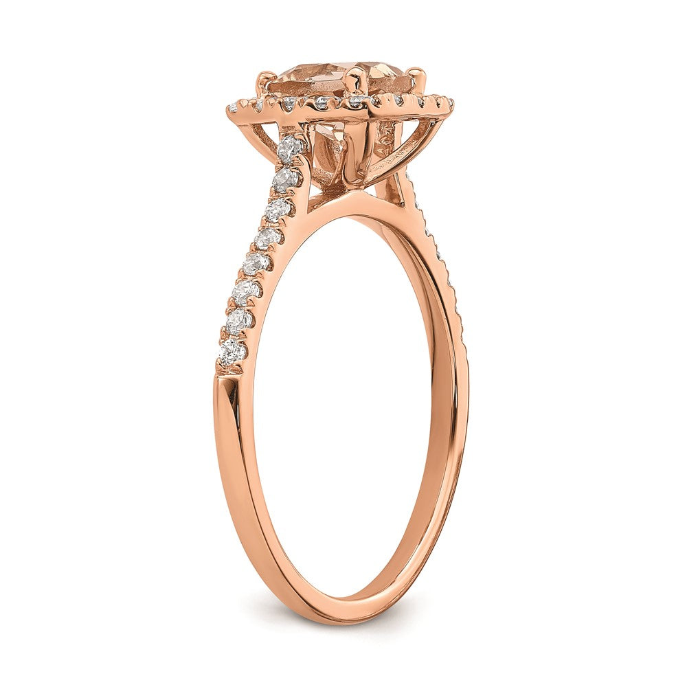 High-Quality Blooming Bridal 14K Rose Gold Halo Ring | 6mm Morganite, Stylish Value