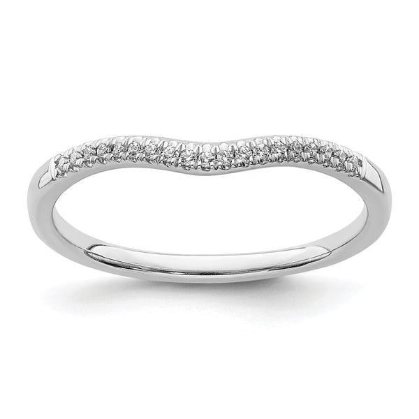 14K White Gold Diamond Contoured Wedding Band - 1/15 Carat
