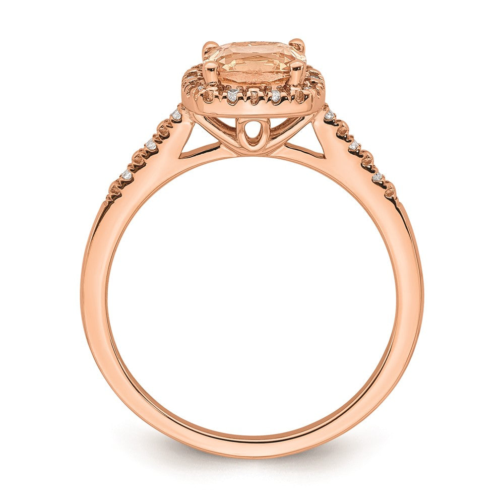 Buy Stylish 14K Rose Gold Halo Engagement Ring with 6mm Morganite & Diamonds