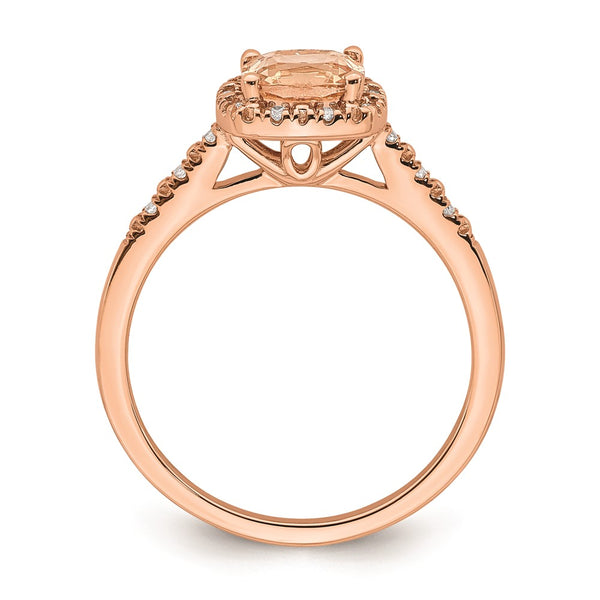 14K Rose Gold Halo Engagement Ring with 6mm Morganite & Diamonds