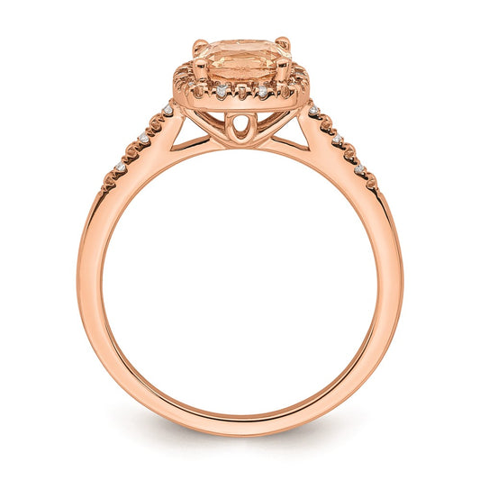 Buy Stylish 14K Rose Gold Halo Engagement Ring with 6mm Morganite & Diamonds