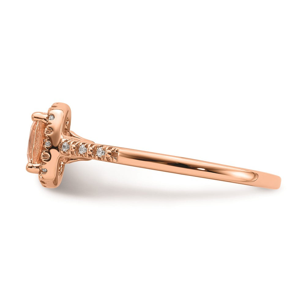 Buy Stylish 14K Rose Gold Halo Engagement Ring with 6mm Morganite & Diamonds