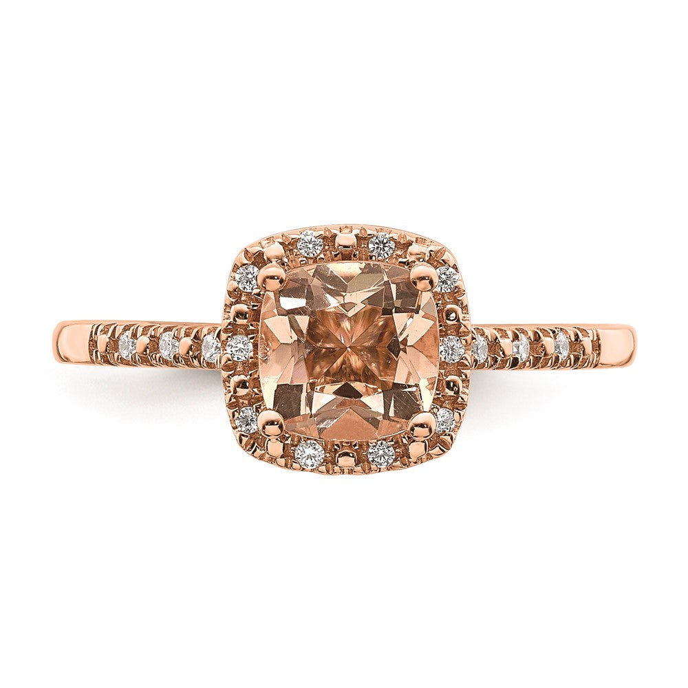 Buy Stylish 14K Rose Gold Halo Engagement Ring with 6mm Morganite & Diamonds