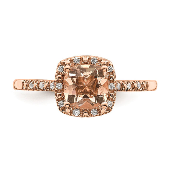 Buy Stylish 14K Rose Gold Halo Engagement Ring with 6mm Morganite & Diamonds-4
