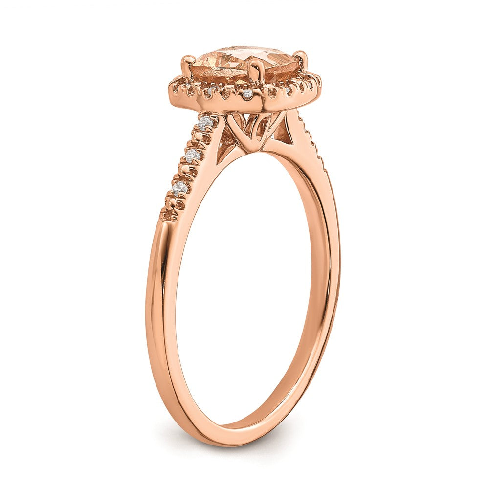Buy Stylish 14K Rose Gold Halo Engagement Ring with 6mm Morganite & Diamonds