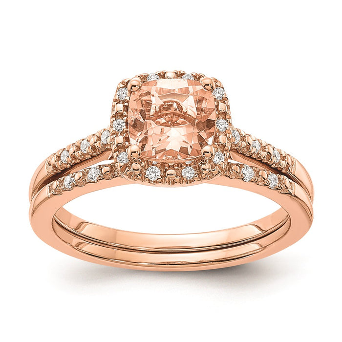 Buy Stylish 14K Rose Gold Halo Engagement Ring with 6mm Morganite & Diamonds-7