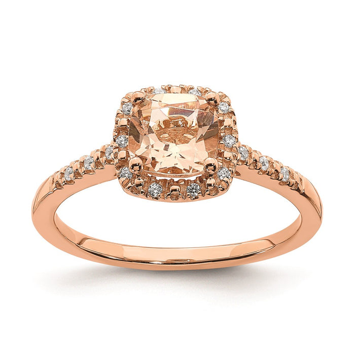 Buy Stylish 14K Rose Gold Halo Engagement Ring with 6mm Morganite & Diamonds-1