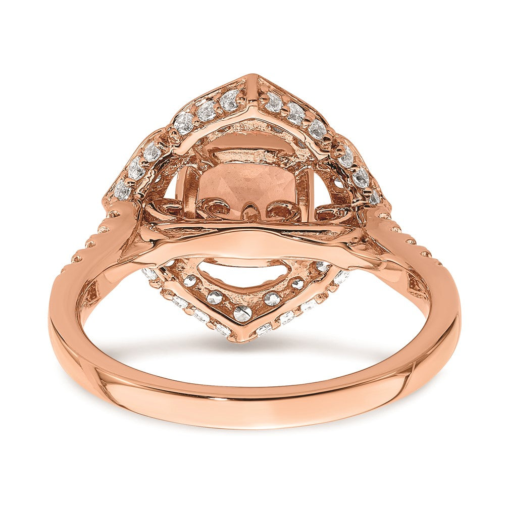 Exclusive Blooming Bridal 14K Rose Gold Halo Ring: 7mm Morganite & 3/4 Carat Diamonds, Stylish Value