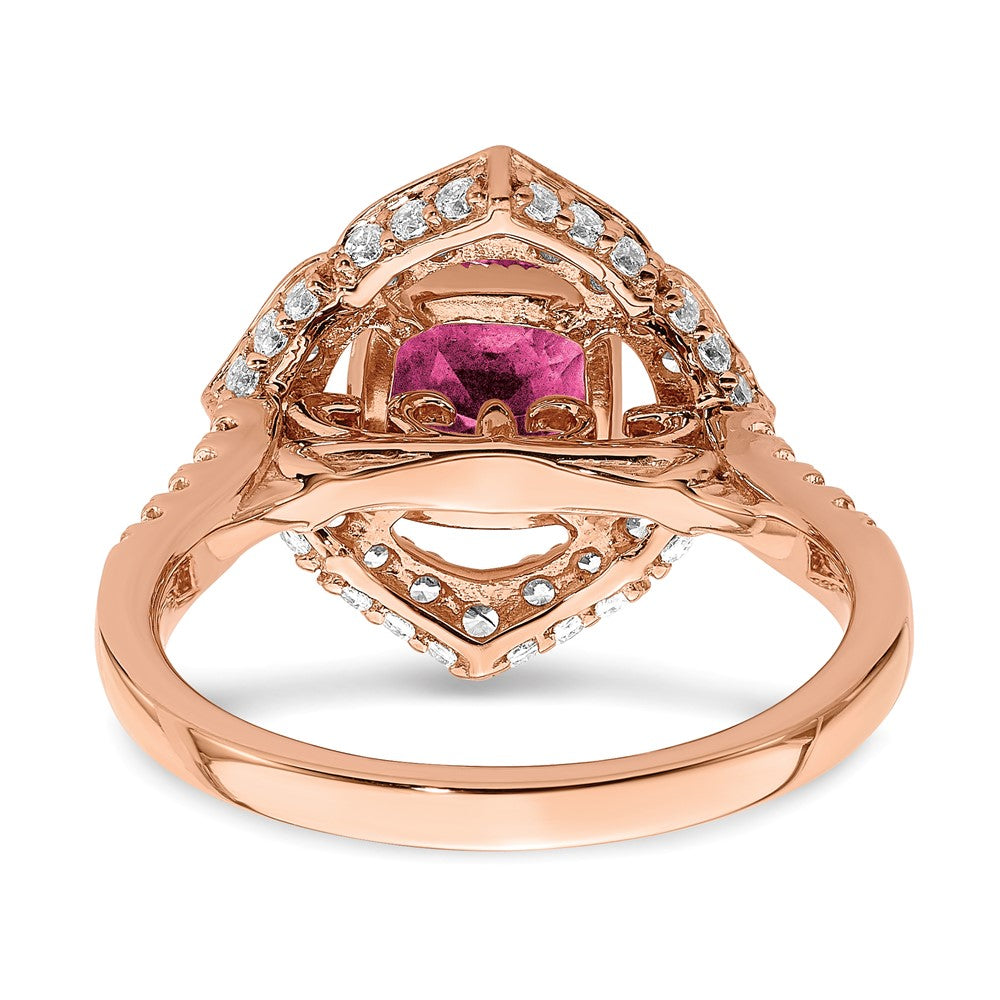 Buy Affordable 14K Rose Gold Rhodolite Garnet & Diamond Halo Engagement Ring
