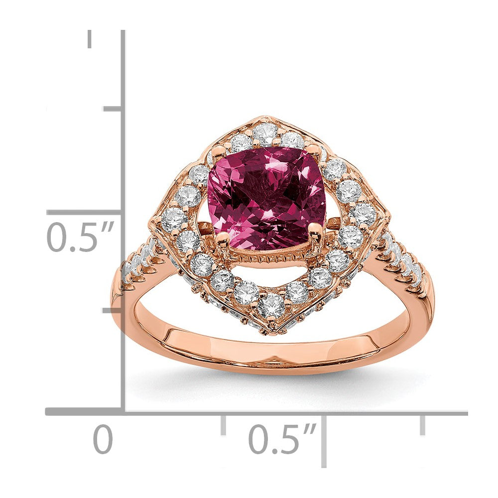 Buy Affordable 14K Rose Gold Rhodolite Garnet & Diamond Halo Engagement Ring