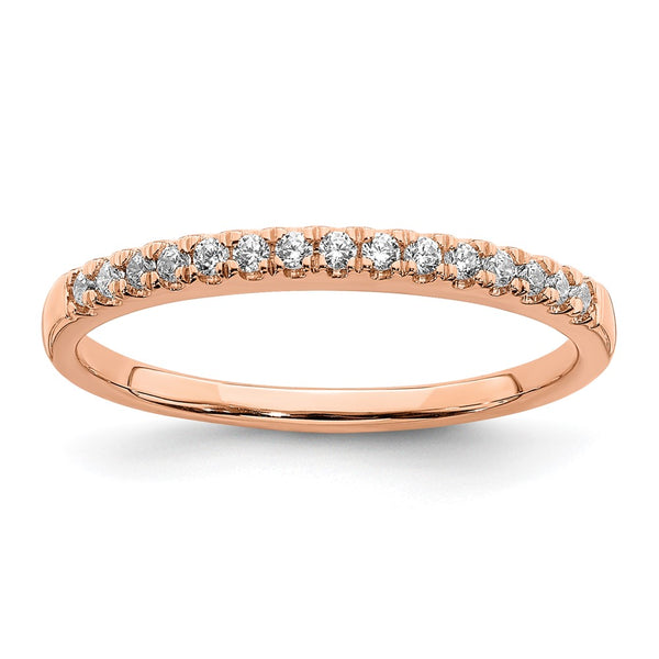 14K Rose Gold Wedding Band - 1/8 Carat Full Diamonds
