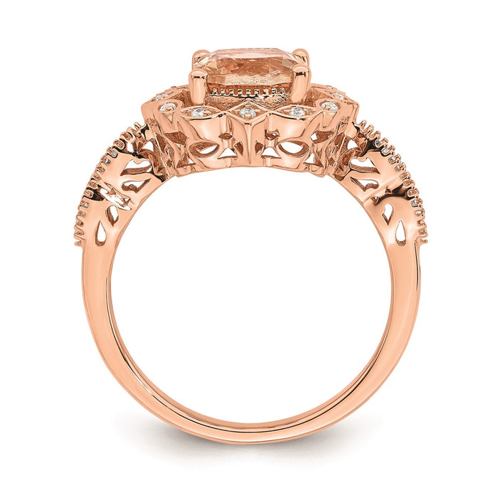 High-Quality 14K Rose Gold Halo Engagement Ring with 7mm Morganite & Diamonds-2