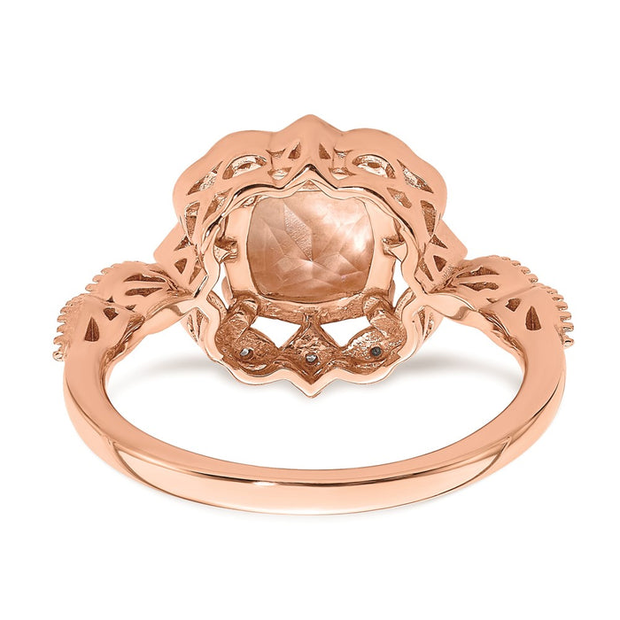 High-Quality 14K Rose Gold Halo Engagement Ring with 7mm Morganite & Diamonds-5