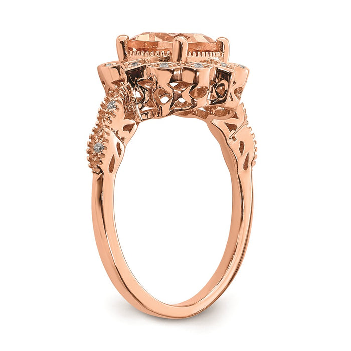 High-Quality 14K Rose Gold Halo Engagement Ring with 7mm Morganite & Diamonds-6