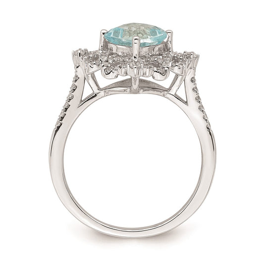 Buy Exclusive 14K White Gold Vintage Engagement Ring with 7mm Aquamarine & Diamonds