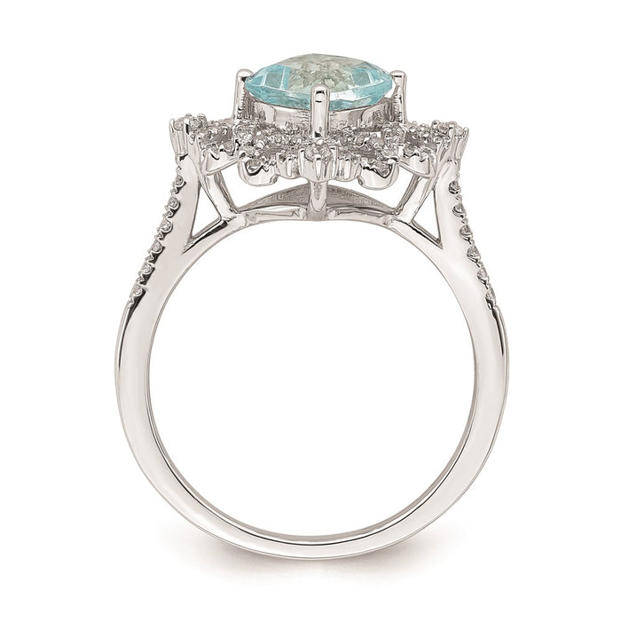 Buy Exclusive 14K White Gold Vintage Engagement Ring with 7mm Aquamarine & Diamonds-2