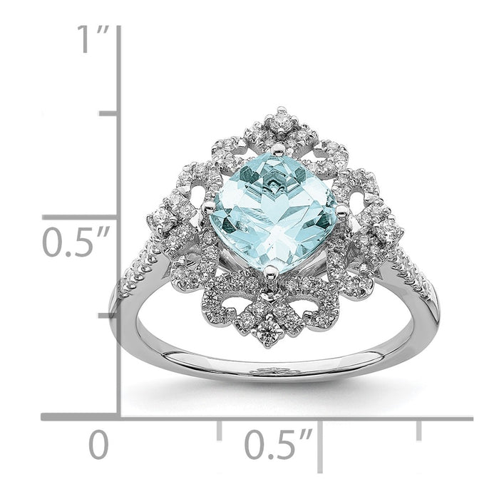 Buy Exclusive 14K White Gold Vintage Engagement Ring with 7mm Aquamarine & Diamonds-8