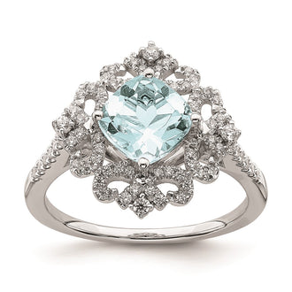 Buy Exclusive 14K White Gold Vintage Engagement Ring with 7mm Aquamarine & Diamonds