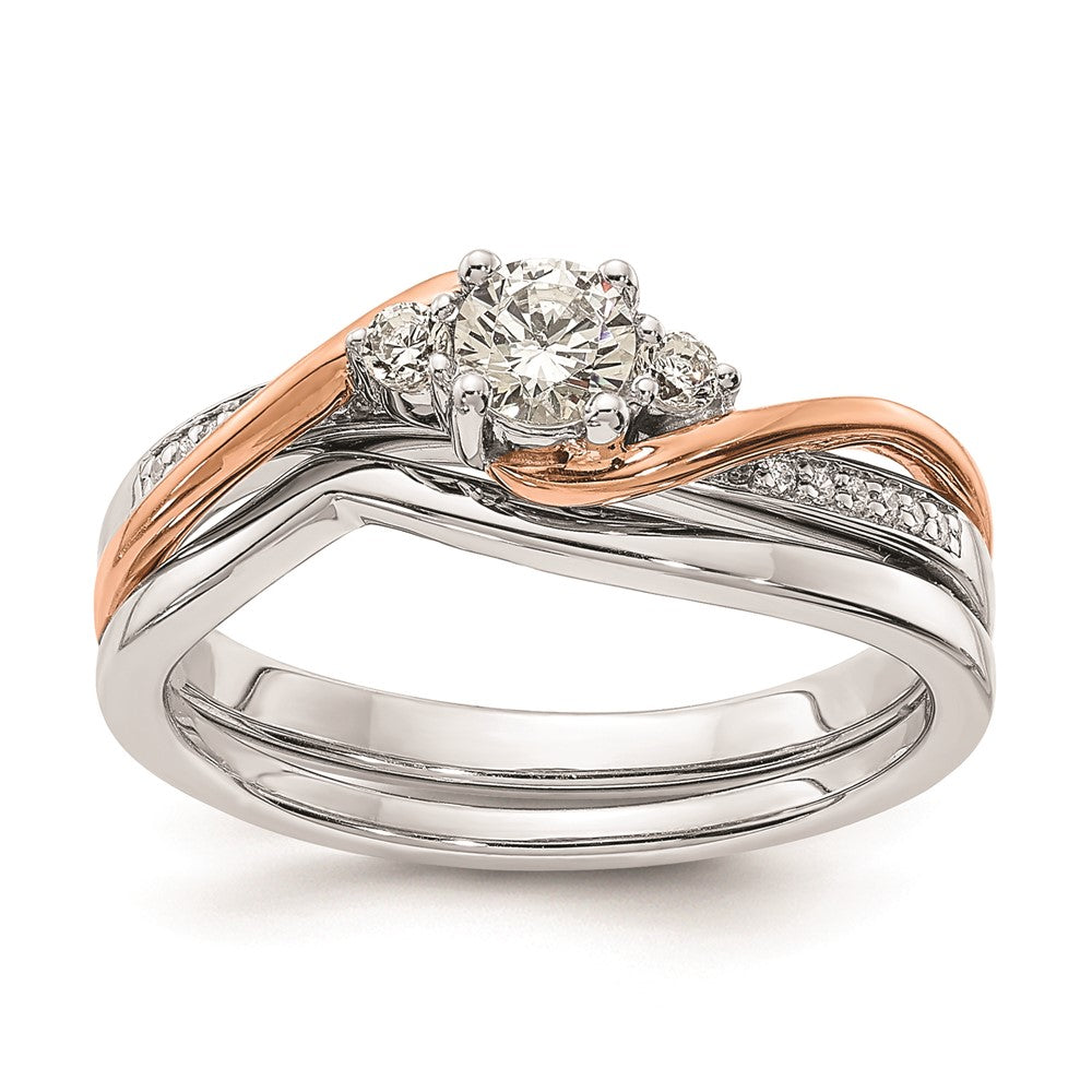 Buy Exclusive 10K White & Rose Gold Semi-Mount Ring | 1/4 Carat Center, Stylish Accents