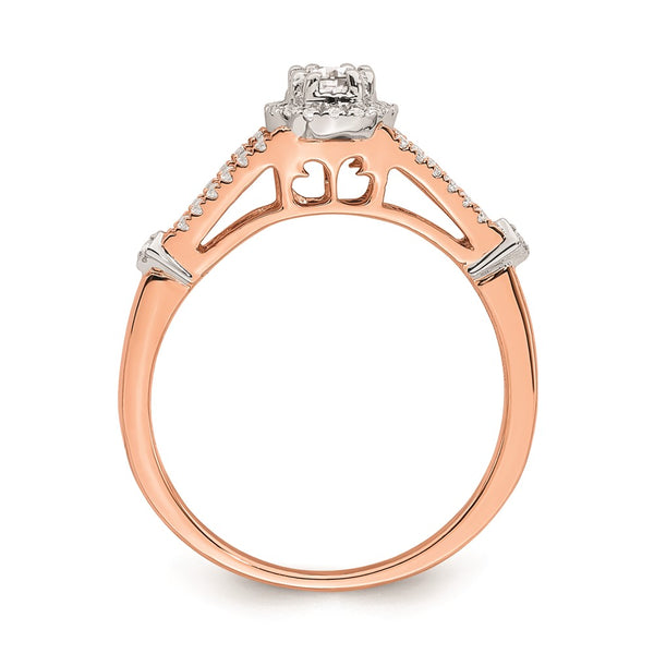 10K Rose Gold Halo Engagement Ring - 1/3 Carat Diamond