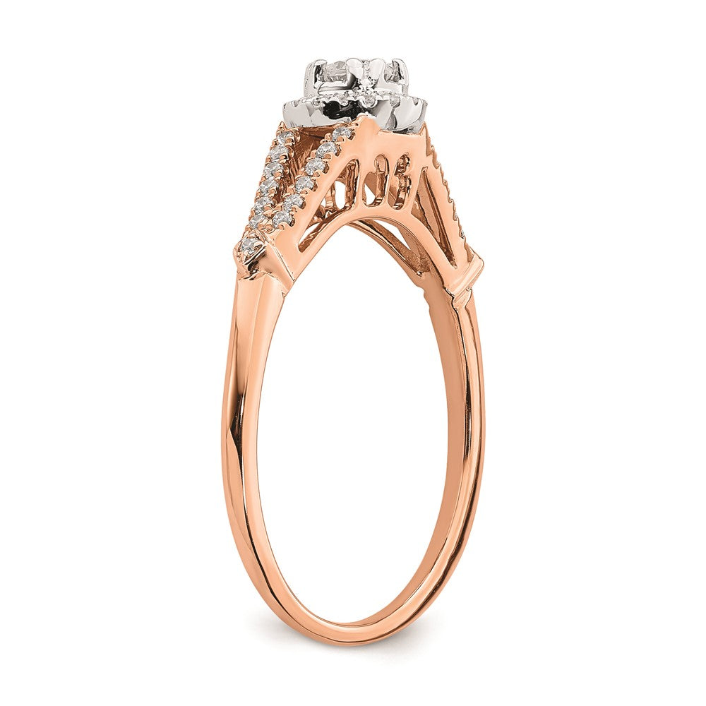 High-quality 10K Rose Gold Halo Engagement Ring | 1/3 Carat Diamond, Stylish Value